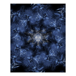 Póster Arte fractal de plasma azul eléctrico