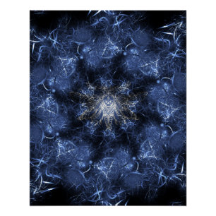 Póster Arte fractal de plasma azul eléctrico