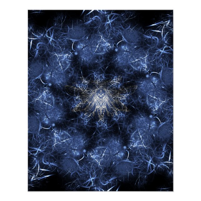 Póster Arte fractal de plasma azul eléctrico (Anverso)