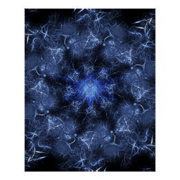 Póster Arte fractal de plasma azul eléctrico