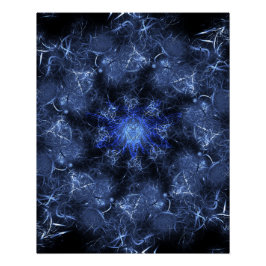 Póster Arte fractal de plasma azul eléctrico