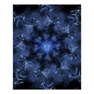 Póster Arte fractal de plasma azul eléctrico