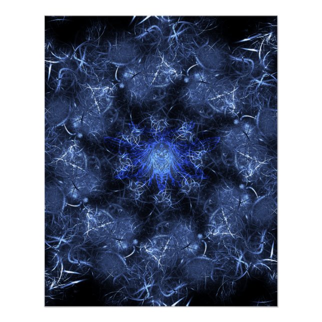 Póster Arte fractal de plasma azul eléctrico (Anverso)