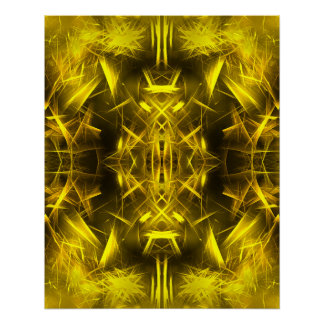 Póster Arte fractal de plasma eléctrico dorado