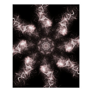 Póster Arte fractal de plasma Relámpago blanco