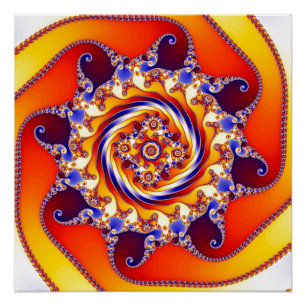 Póster Arte fractal en espiral de Mandelbrot psicodélico