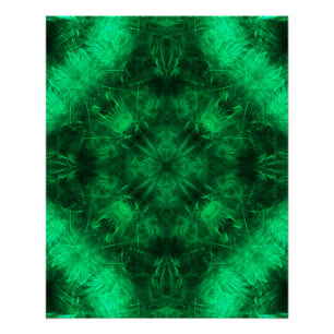 Póster Arte fractal mandala de energía esmeralda