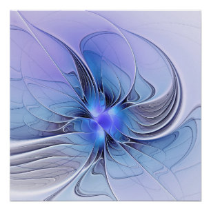 Póster Arte fractal moderno abstracto lavanda azul