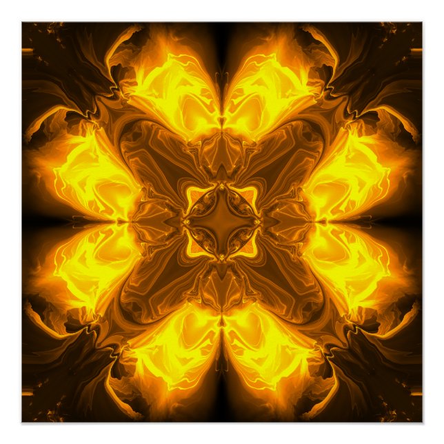 Póster Arte Fractal Solar de Oro Fundido (Anverso)