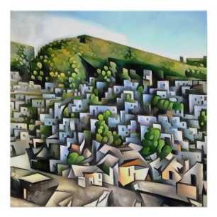Póster Arte geométrico del asentamiento histórico de Kaya