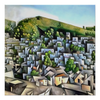 Póster Arte geométrico del asentamiento histórico de Kaya