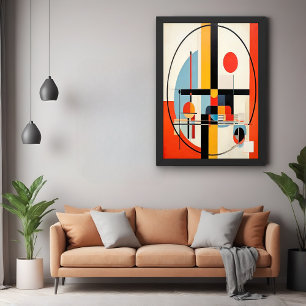 Póster Arte geométrico moderno inspirado en Bauhaus