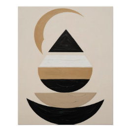 Póster Arte geométrico simbólico mínimo en neutrales cáli