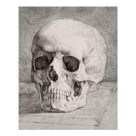 Póster Arte gráfico de cráneo: diseño de tinta minimalist