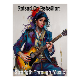 Póster Arte guitarista de Chica rebelde personalizado Ins