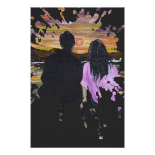 Póster Arte Hecho a Mano – Atardecer Juntos