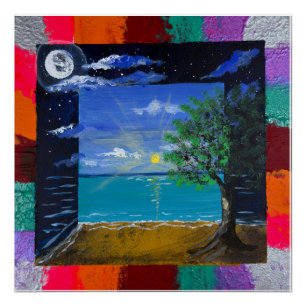 Póster Arte hecho a mano - Día y Noche