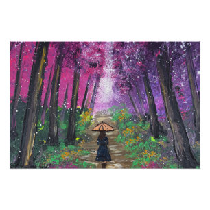Póster Arte hecho a mano-paseando solo