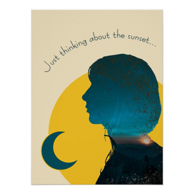 Póster Arte "Just thinking" about com Figura Feminina (Anverso)