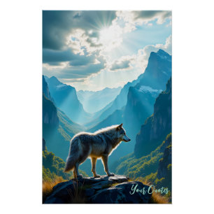 Póster Arte majestuoso del lobo de montaña