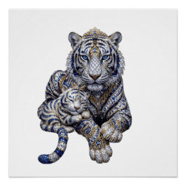 Póster Arte majestuoso del tigre blanco joyado real