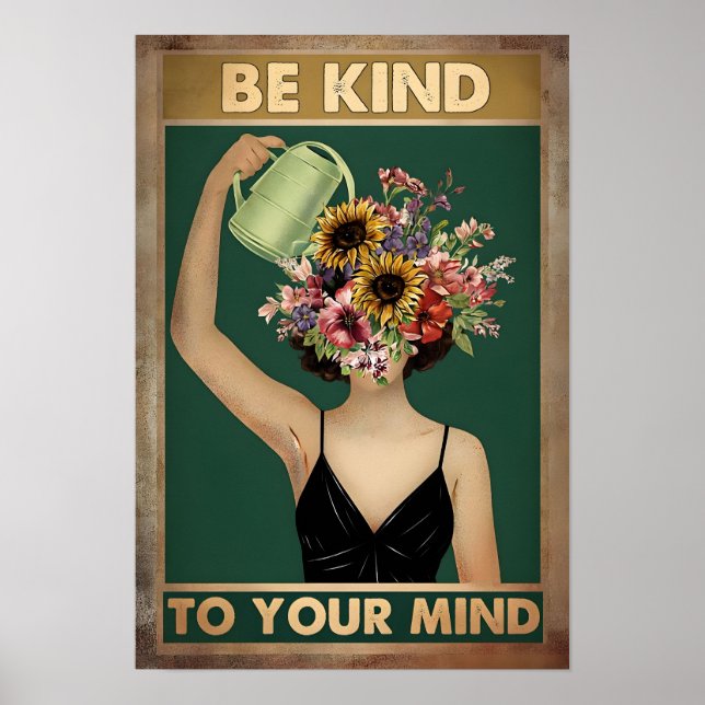 Póster "Arte mental floreciente - Bienestar mental floral (Frente)