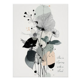 Póster Arte minimalista de pared floral Imprimir 1