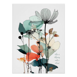 Póster Arte minimalista de pared floral Imprimir 2