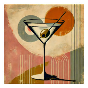 Póster Arte minimalista moderno de mediados de siglo Mart