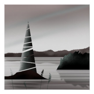 Póster Arte Mínimo Abstracto de la Costa del Pacífico
