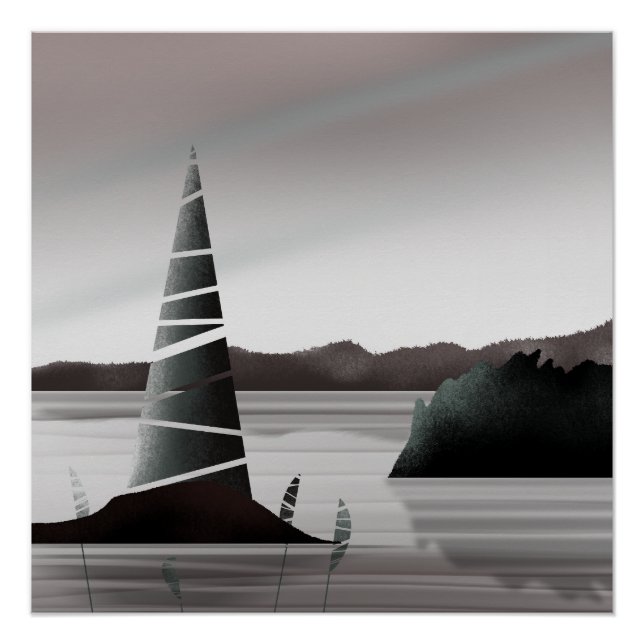 Póster Arte Mínimo Abstracto de la Costa del Pacífico (Anverso)