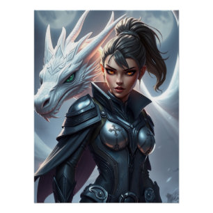 Póster Arte místico de fantasía de dragón