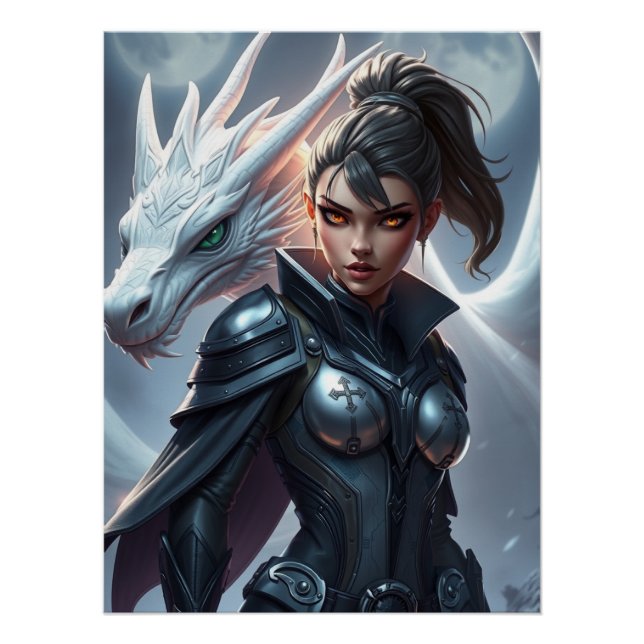 Póster Arte místico de fantasía de dragón (Anverso)