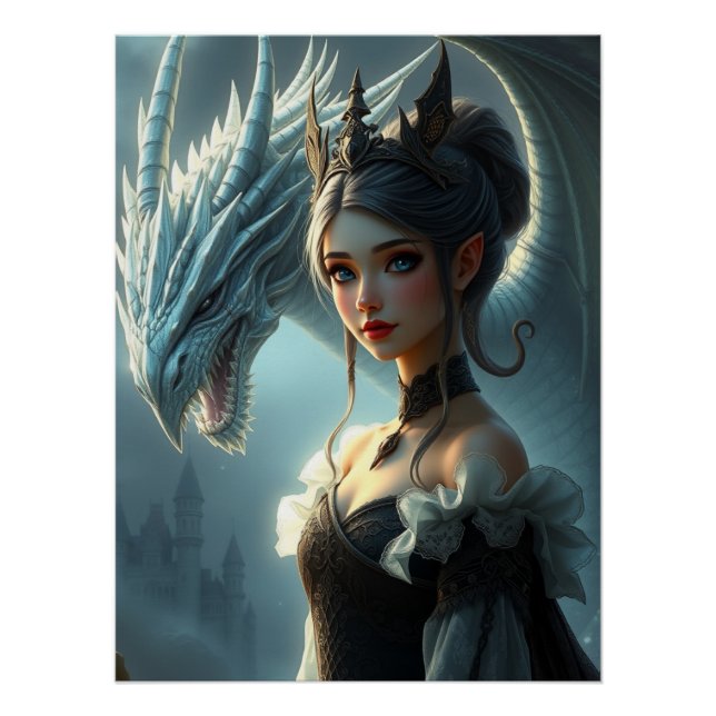 Póster Arte místico de fantasía de dragón (Anverso)