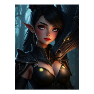 Póster Arte místico de fantasía de dragón