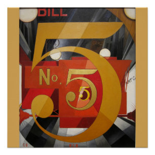 Póster Arte moderno Cubista Demuth Figura 5 en Oro