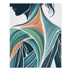Póster Arte moderno de anatomía muscular femenina