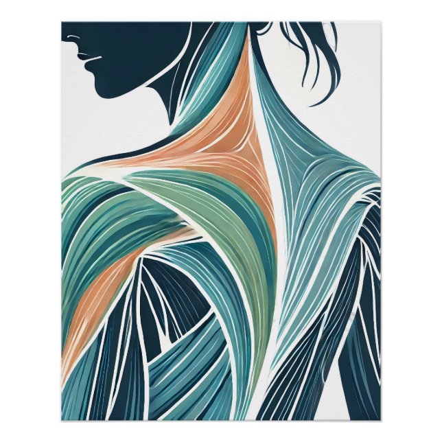 Póster Arte moderno de anatomía muscular femenina (Anverso)