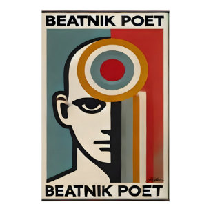 Póster Arte moderno de mediados de siglo Beatnik Poeta