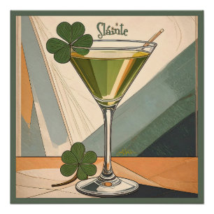 Póster Arte moderno de mediados de siglo Shamrock Martini