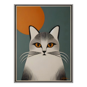Póster Arte Moderno De Mediados Del Siglo, El Gato Gris