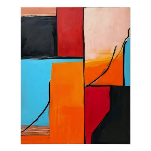 Póster arte moderno, formas geométricas, diseño abstracto
