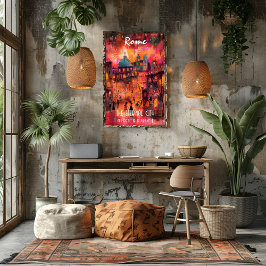 Póster Arte Moderno Roma en colores vibrantes