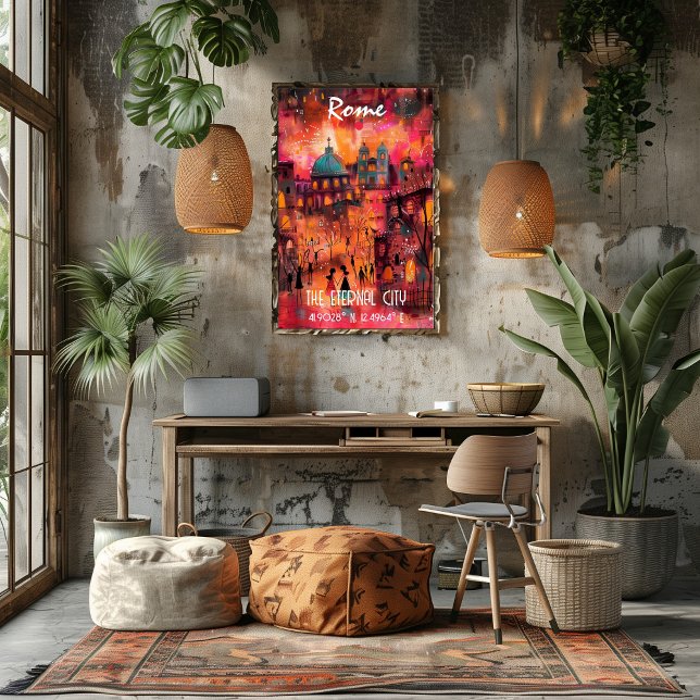 Póster Arte Moderno Roma en colores vibrantes (Subido por el creador)