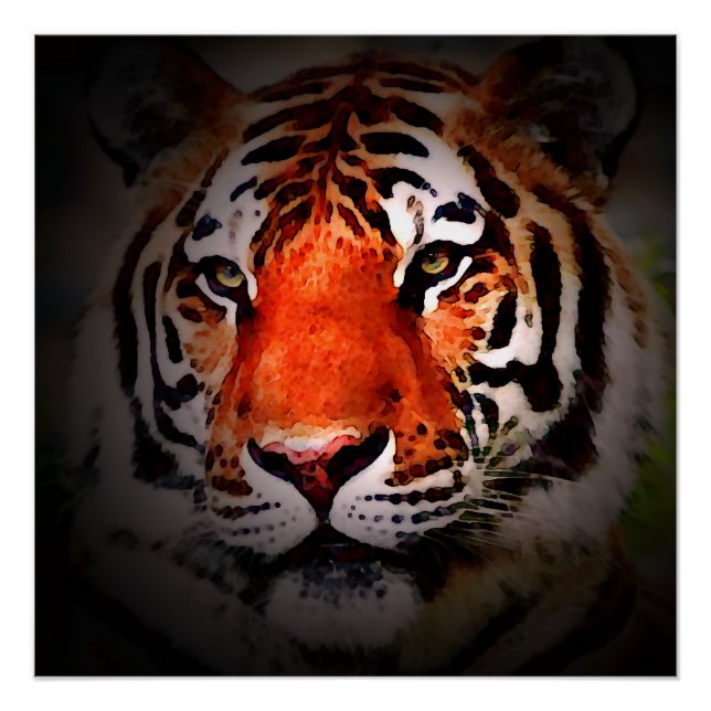Póster Arte Motivacional Cara de Tigre (Anverso)