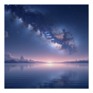 Póster Arte mural de noche cósmica estrellada: cielo cele