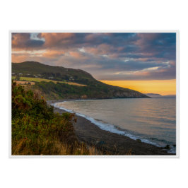 Póster Arte mural del atardecer en la playa de Greystones