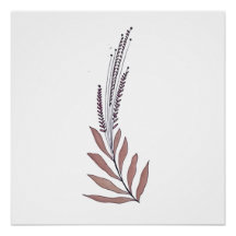 Arte mural floral minimalista en tono suave y ciru