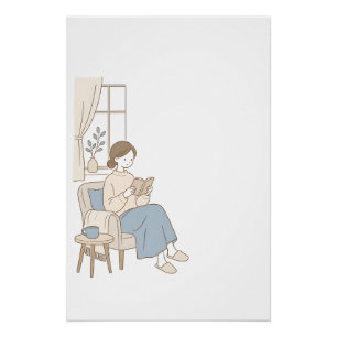 Póster Arte mural minimalista de lector de ventana por la