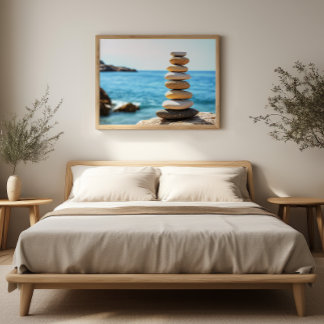 Póster Arte mural minimalista zen Piedras en equilibrio